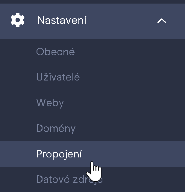 Výběr položky - Propojení v nastavení Boldem.