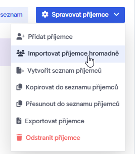Přidání příjemce