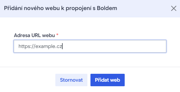 Entering data when adding a website in Boldem.