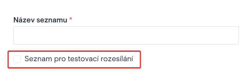 seznam pro testovací rozesílání